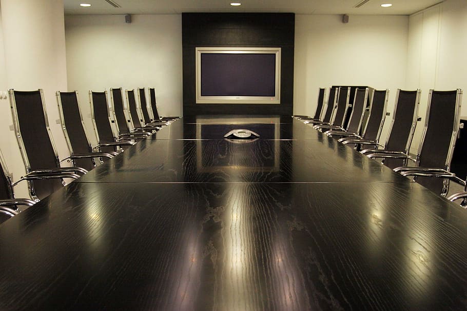 negro, de madera, mesa de oficina, lote de sillas, iocentros, sala de conferencias, sala de reuniones, en el interior, asiento, arquitectura