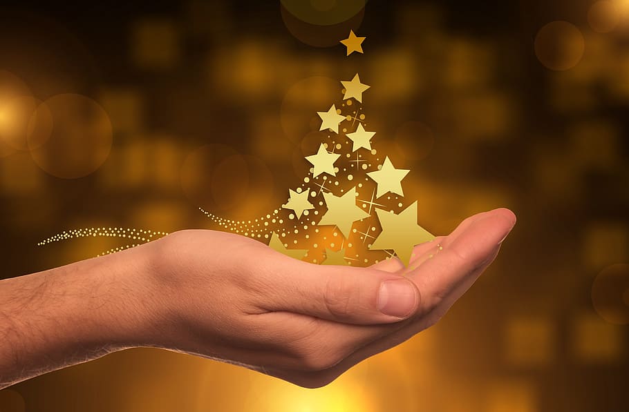 золотые звезды настольный декор, рождество, звезда, пришествие, фон, золотой, яркий, украшения, рождественские украшения, пуансеттия