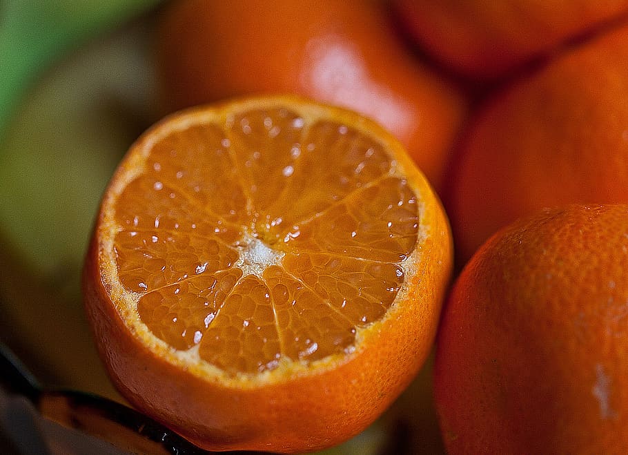 shallow, focus, orange, fruit, southern fruits, whole fruit, the interior of the fruit, oranges, mandarins, fresh fruit