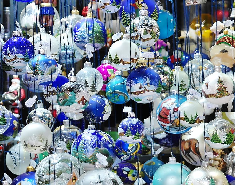 assorted, baubles, christmas decorations, christbaumkugeln, christmas, tree decorations, christmas balls, festive decorations, sparkle, xmas