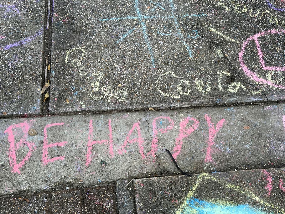 Courage, Chalk, happy, drawing, handwriting, handwritten, positive, words, playground, sidewalk