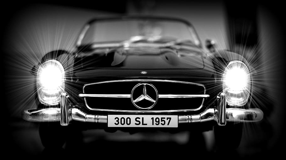 grayscale photography, mercedes-benz vehicle, mercedes, car, auto, motor, luxury, design, automotive, limited