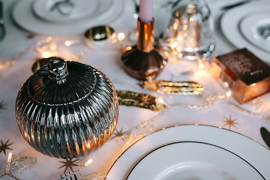 decorações de mesa de natal, natal, mesa, decorações, conjunto de mesa, rosa, férias, glamour, decoração, vela