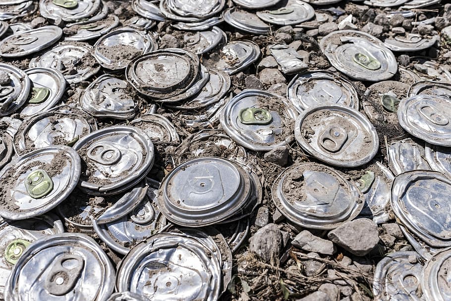 grey, flat, soda cans, rocks, daytime, objects, lazy, cans, garbage, pattern