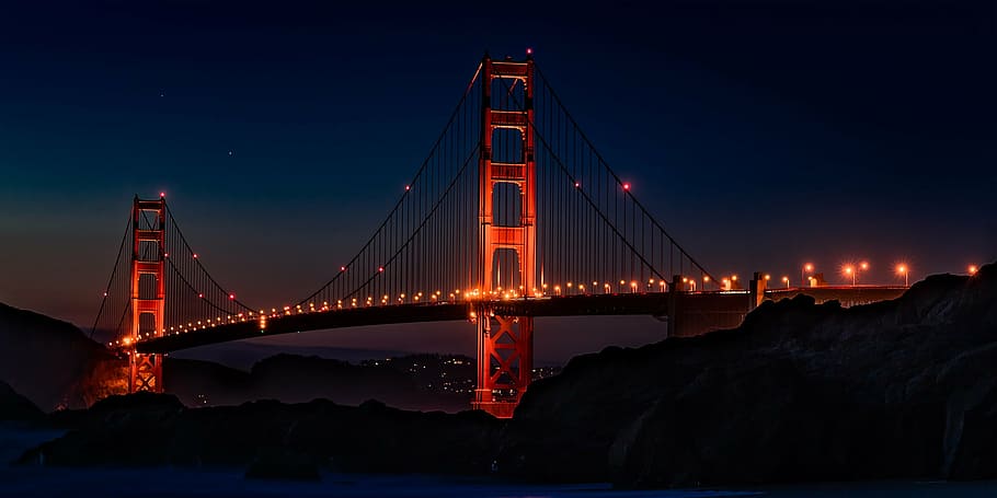 red, black, bridge, daytime, golden gate bridge, usa, california, san francisco, suspension bridge, places of interest