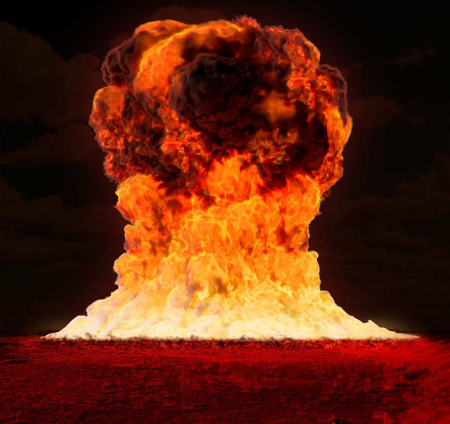 ilustração de explosão, nuclear, bomba, guerra, perigo, explosão, atômico, fogo, armas nucleares, apocalipse