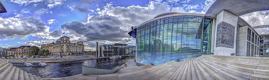 BERLIN, Panorama, panoramic photography of buildings, architecture, built structure, building exterior, city, cloud - sky, sky, building