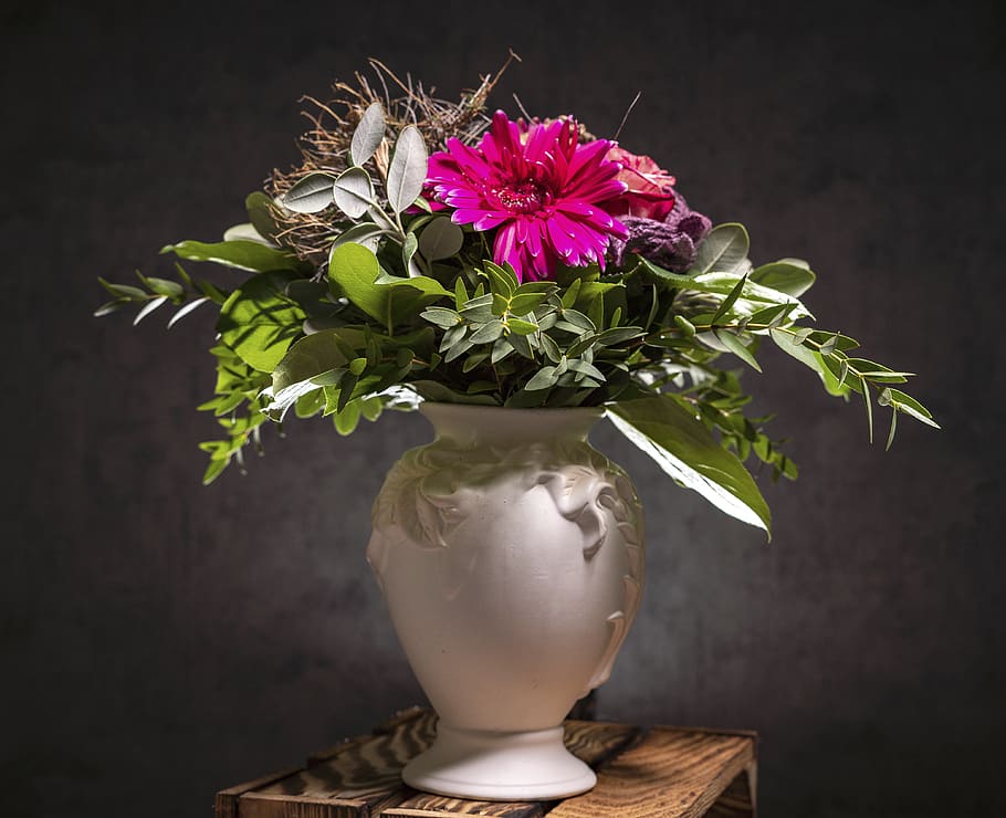 bouquet, vase, flowers, blossom, bloom, decoration, romantic, nature, flora, plant
