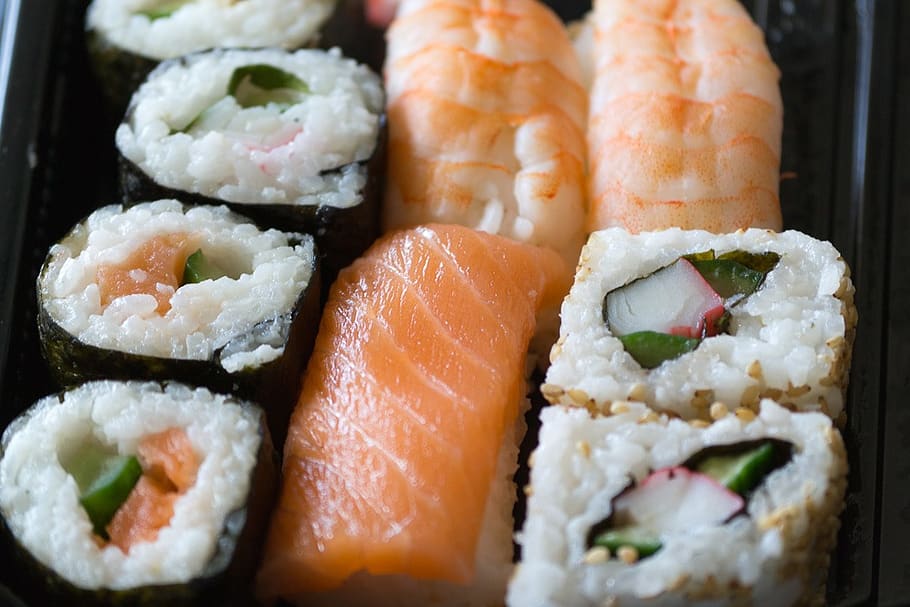 sushi, tailândia, ásia, cru, salmão, arroz, alga marinha, comida e bebida, alimentação saudável, frutos do mar