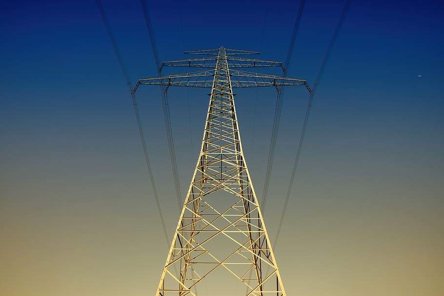 energia, eletricidade, alta tensão, pilão, linhas de energia, tecnologia, azul, céu, linha de energia, linhas superiores