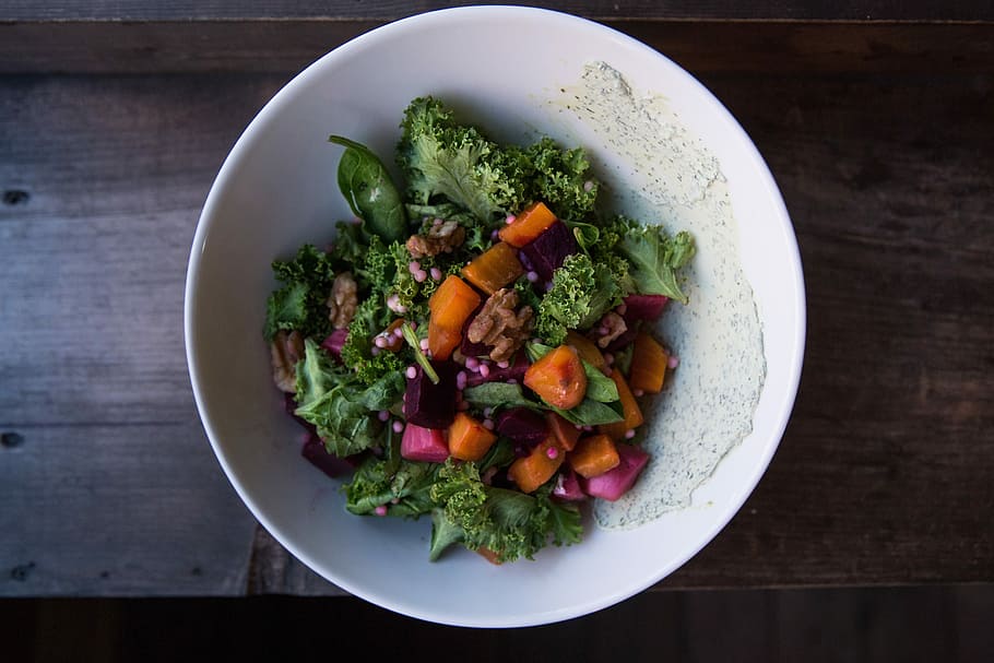 salad hijau sehat, sehat, salad hijau, mangkuk, piring, hijau, selada, makan siang, salad, sayur-sayuran
