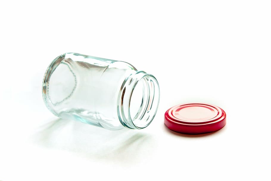 claro, frasco de vidro, tampa, recipientes de vidro, vidro, vazio, limpo, transparente, branco, utensílios de cozinha