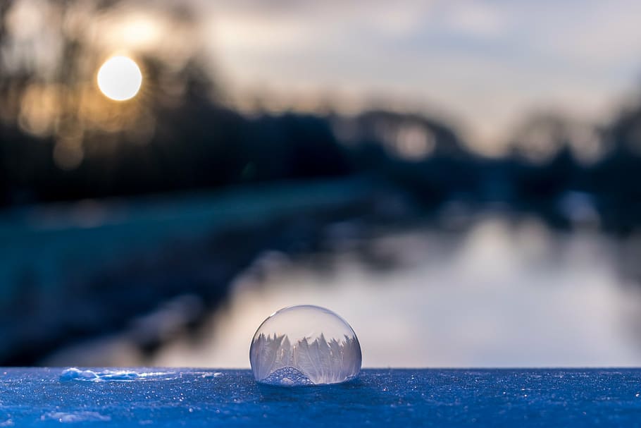 burbuja de jabón, burbuja, burbuja congelada, invierno, bola, frío, congelado, cuento de hadas, ze, forma esférica