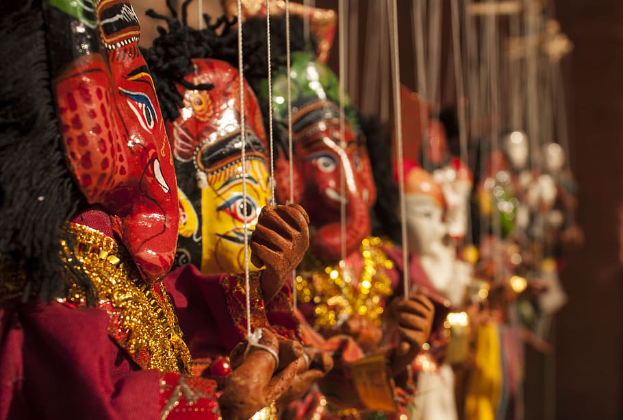 marionetas, deidades, muñecas, nepal, juguetes, coloridas, representación, arte y artesanía, representación humana, creencia