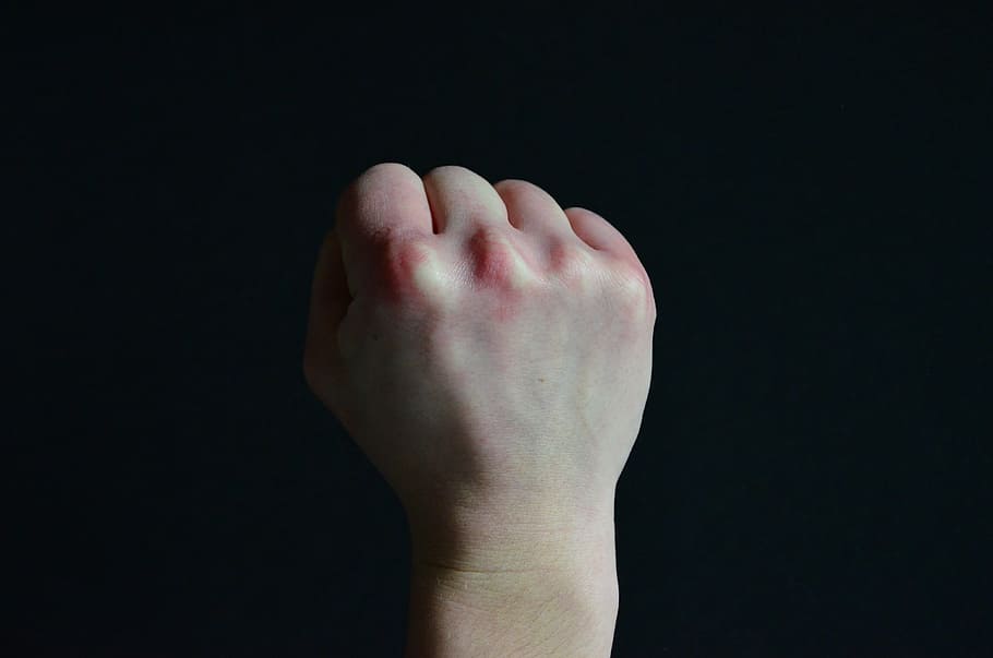 faust, hand signals, gesture, clenched, human body part, body part, black background, one person, studio shot, human hand