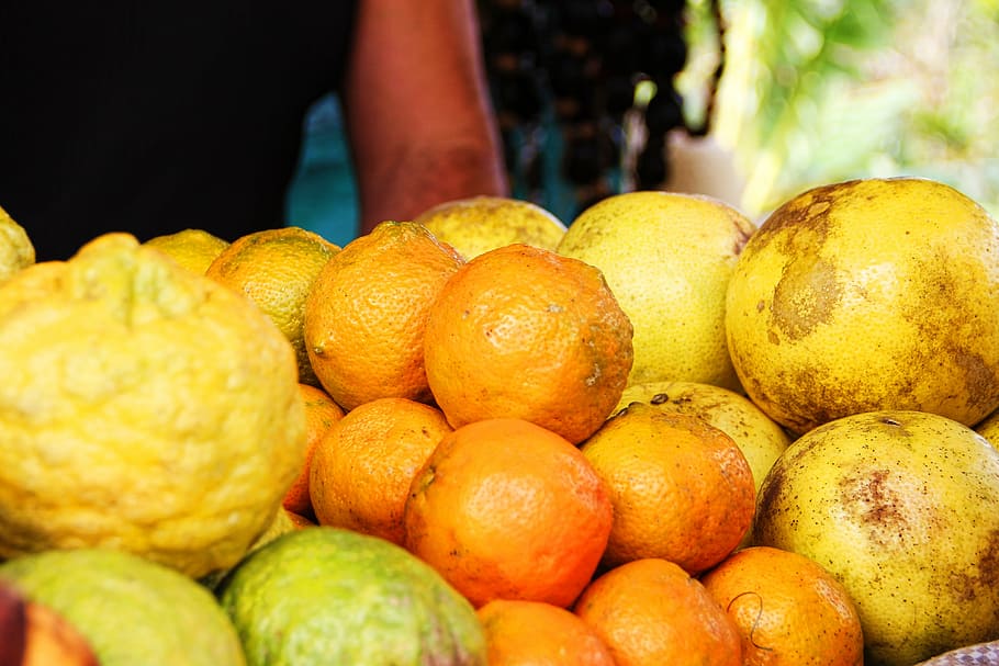 manojo de frutas, naranja, limón, fruta, saludable, frutas, amarillo, vitaminas, afrutado, mercado