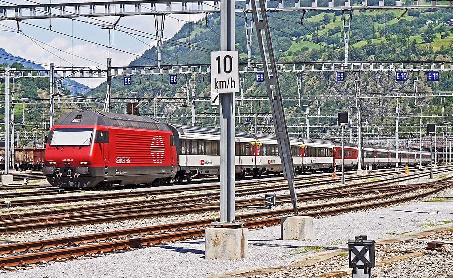 swiss, federal, railways, abstellanlage, Swiss Federal Railways, brig, valais, express train, intercity, final destination