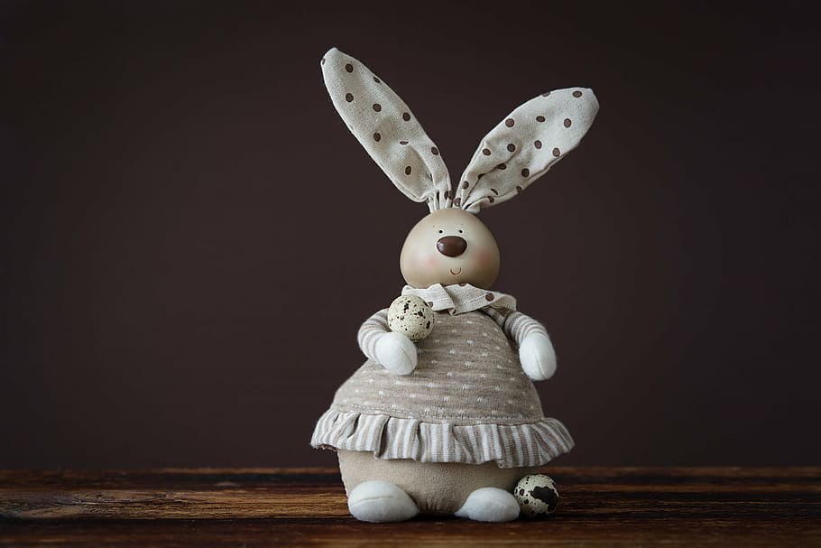 white, rabbit, plush, toy, hare, easter bunny, dekohase, easter, deco, decoration