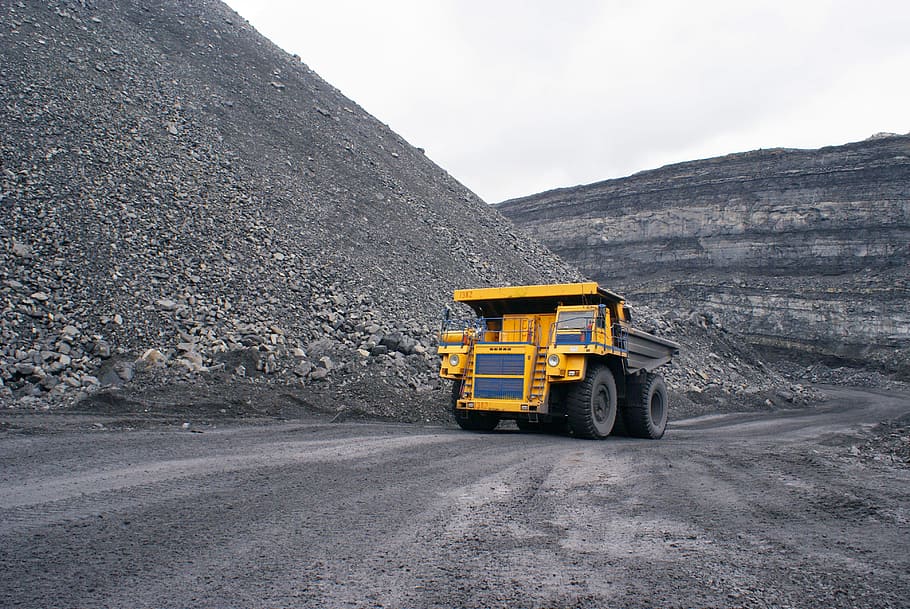 yellow, black, heavy, equipment, road, Industry, Dumper, Minerals, Coal, gigantic proportions