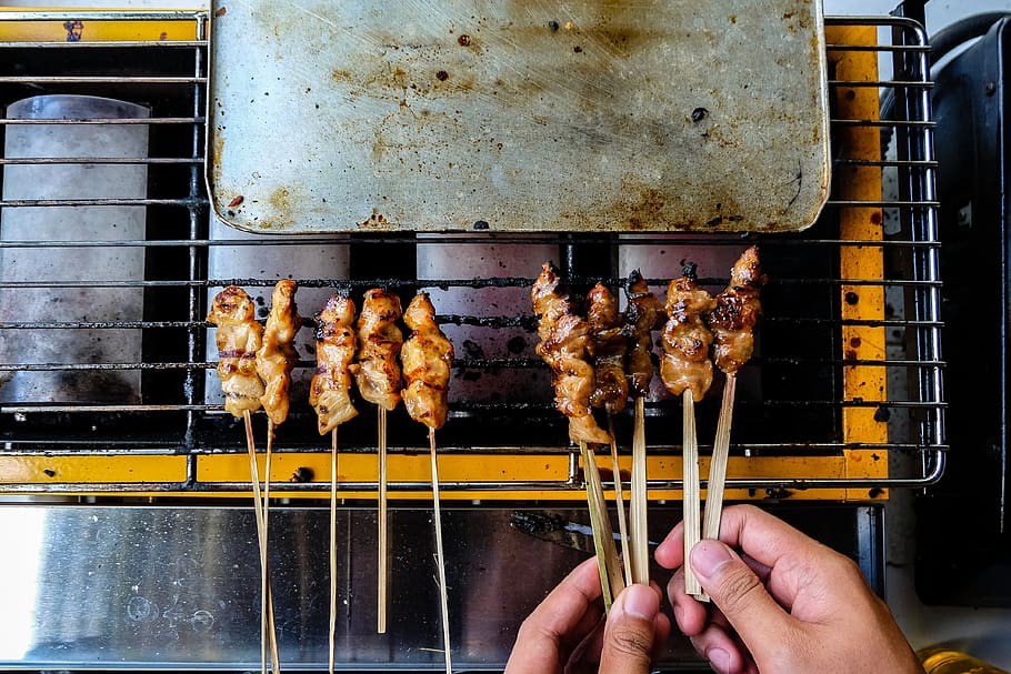 food, asian, delicious, sate, meat, grilled, cook, human hand, freshness, hand