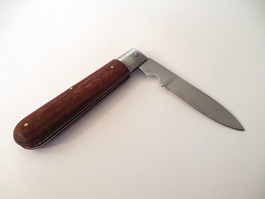 knife, pocket knife, blade, sharp, metal, cut, tool, white background, single object, studio shot