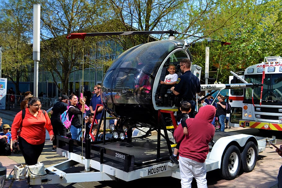 helicopter, community, event, police officer, people, 911, emergency, summer, outdoor, children