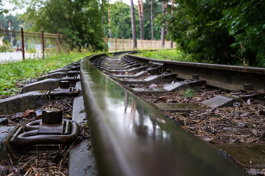 narrow gauge railroad, rails, rain, railways, track, train, railway, transport, kratovo children railway, rail transportation