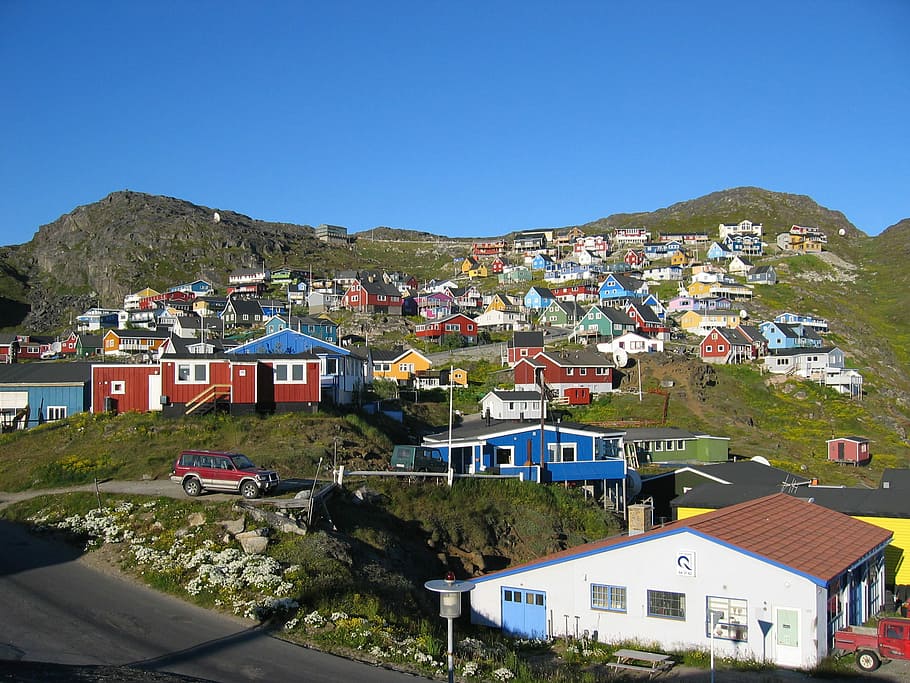 Town, Qaqortoq, Greenland, photos, houses, landscape, public domain, residence, house, village