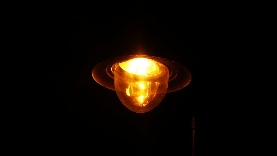 Lamp, Lights, Illuminated, Bulbs, light and dark, darkness, dark background, black background, golden, yellow
