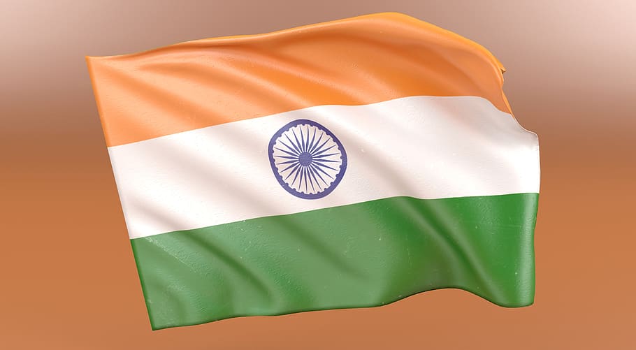 indiano, bandeira, nacional, índia, país, patriotismo, tricolor, independência, república, verde