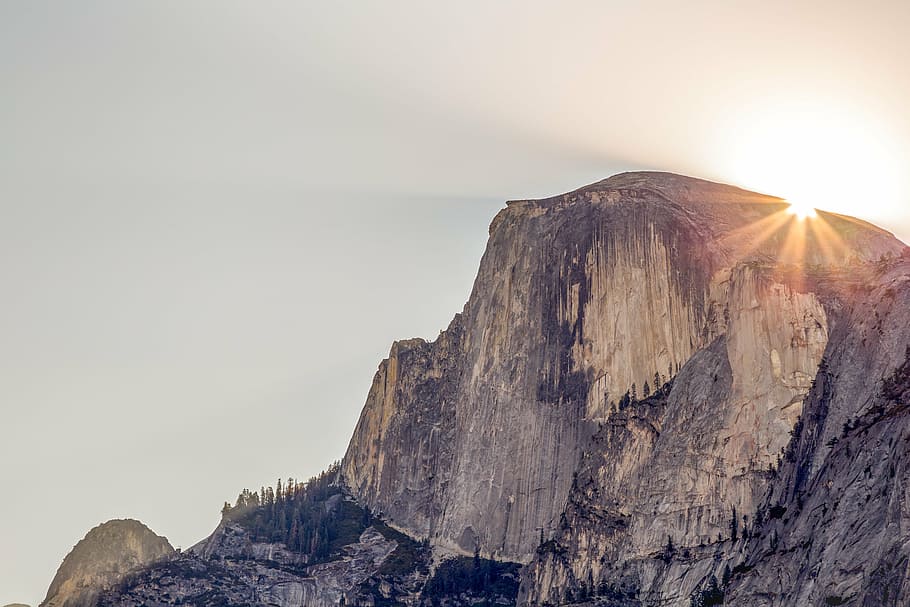 photography, brown, mountain, golden, hour, cliff, daylight, evening, geology, half dome