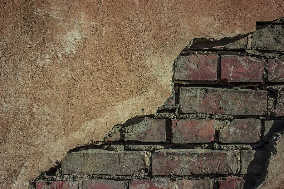 brown concrete bricks, wall, stone, brick, old, dirty, background, uneven, texture, cement