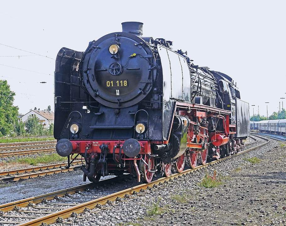 steam locomotive, express train, penny farthing locomotive, pacific, br01, br 01, wagner-sheets, train, railway, railway line