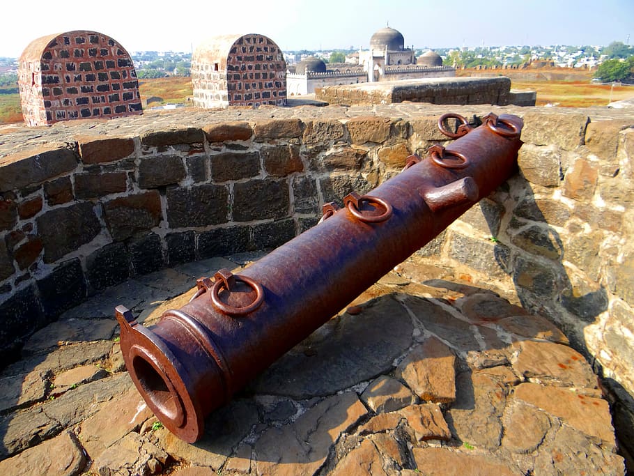 gulbarga fort, bahmani dynasty, indo-persian, architecture, canon, karnataka, india, citadel, history, the past