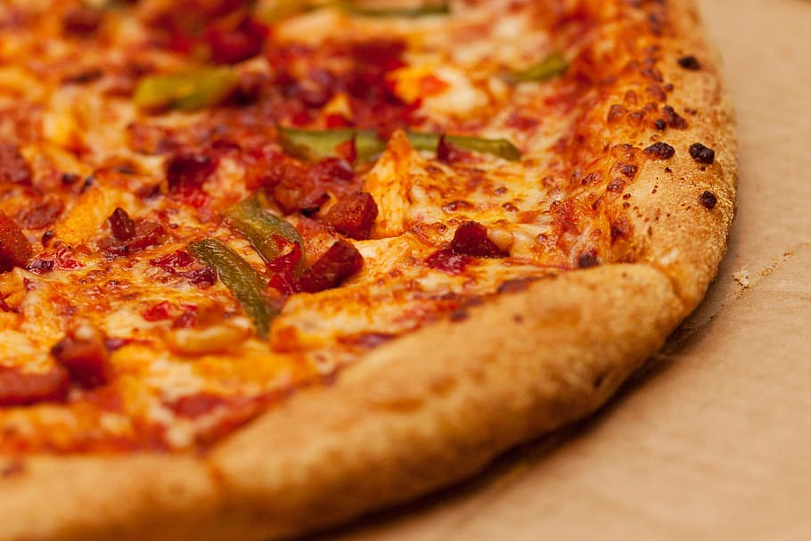 closeup, bacon, cheese pizza, cheese, crust, delicious, dinner, eat, fast food, fresh