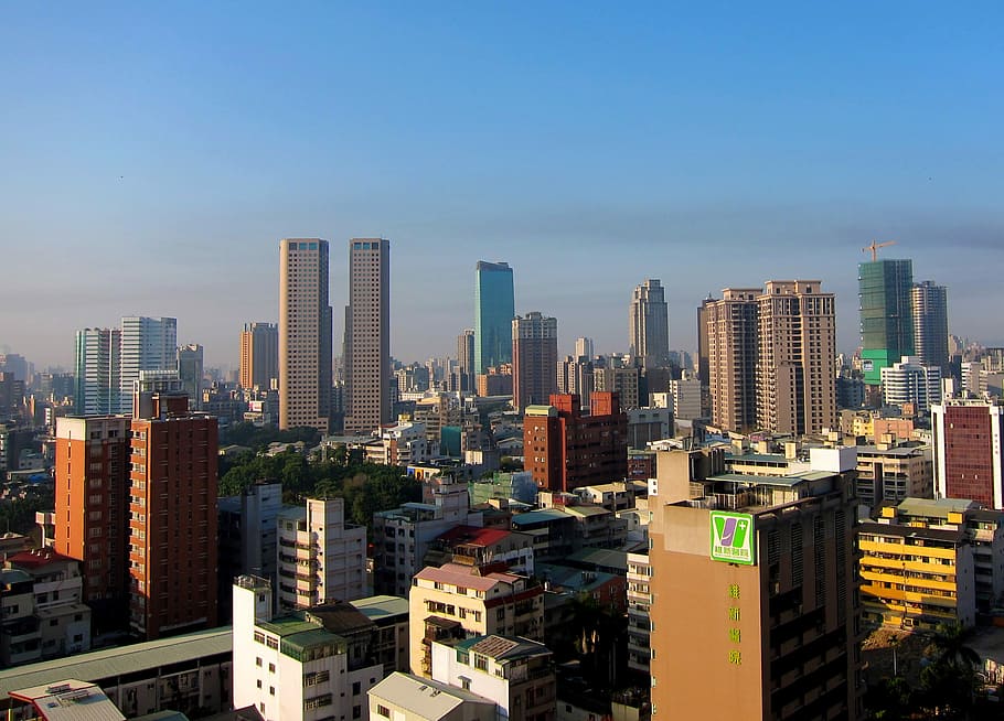 Skyline, Taichung, Taiwán, edificios, ciudad, foto, metrópoli, dominio público, rascacielos, torres