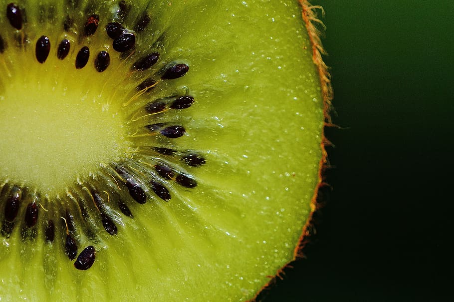 Fotografía macro de kiwi, kiwi, fruta, saludable, vitaminas, alimentos, verde, delicioso, comer, bodegón