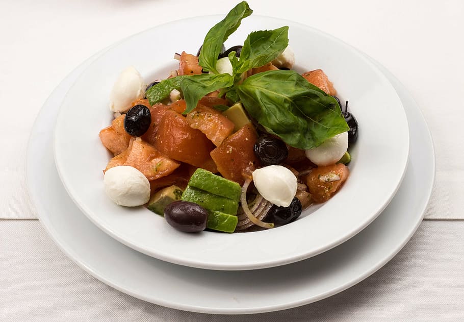 italian salad, basil, salad, tomatoes, cherry tomatoes, vegetable, healthy, food, fresh, oil