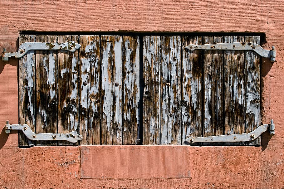 Persianas, ventanas, de madera, persianas de madera, cerradas, estructura, madera - Material, antiguo, arquitectura y edificios, puerta