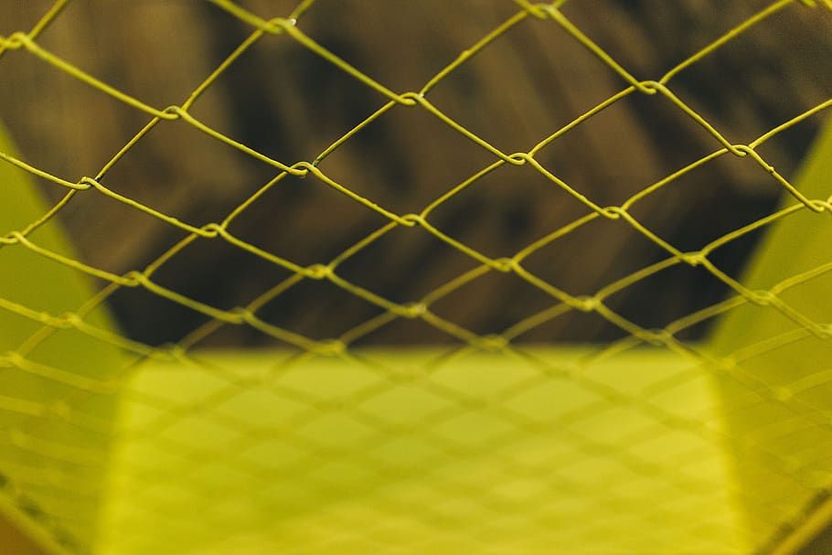 closeup, kuning, wire, mesh, enclosure, net, netting, cage, close-up, olahraga