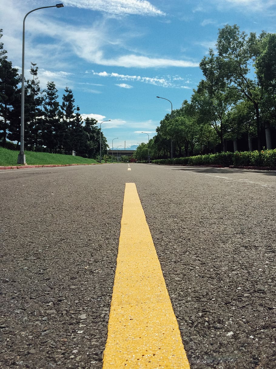 rua, asfalto, marcação, linha, amarelo, estrada, tráfego, viagem, maneira, transporte