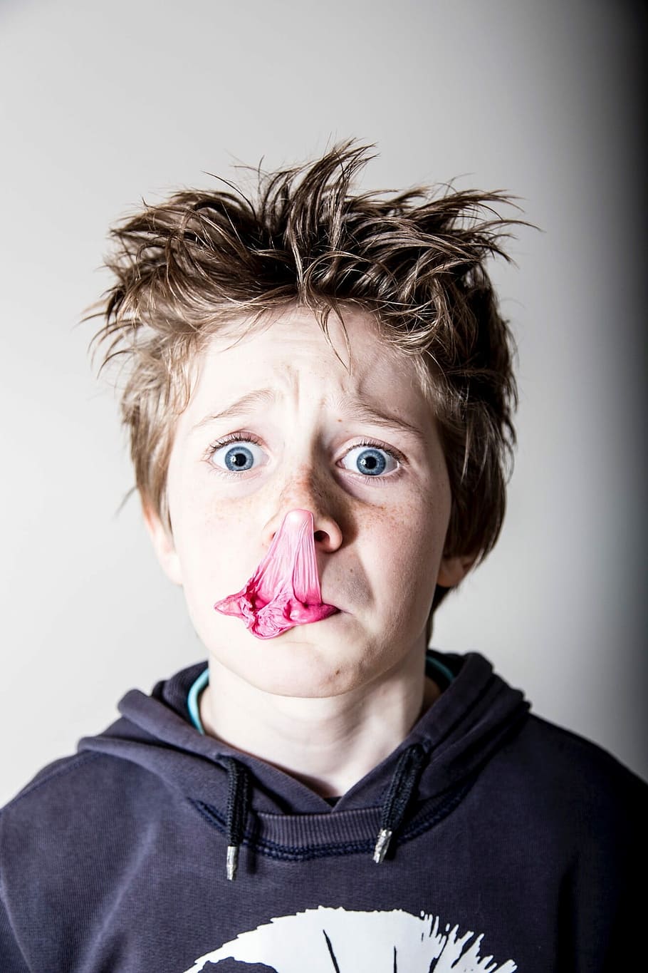 Chewing Gum, Ouch, Sugar, boy, portrait, looking at camera, human body part, child, humor, headshot