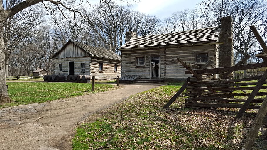 New Salem, Illinois, Lincoln, abraham lincoln, cabine, país, histórico, casa, log, rural