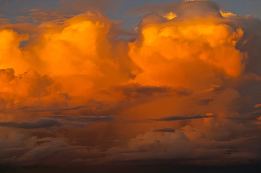 clouds, sky, orange, blue, australia, sunlit, cloud - sky, orange color, sunset, beauty in nature