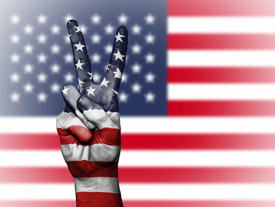 flag, u.s.a, hand peace sign, usa, united states, us, america, peace, hand, nation