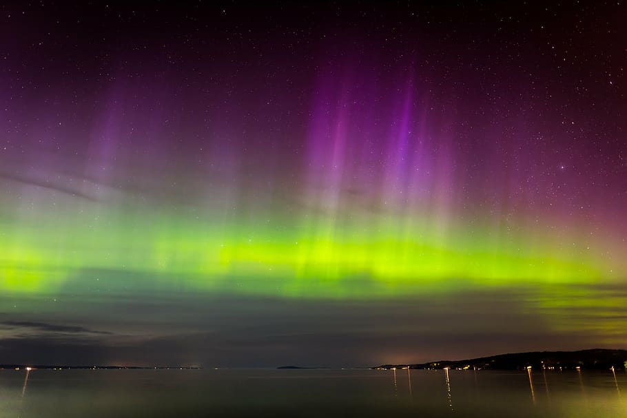 aurora boreal, noche, fenómeno, magnético, atmósfera, aurora polar, iluminado, agua, paisajes, naturaleza