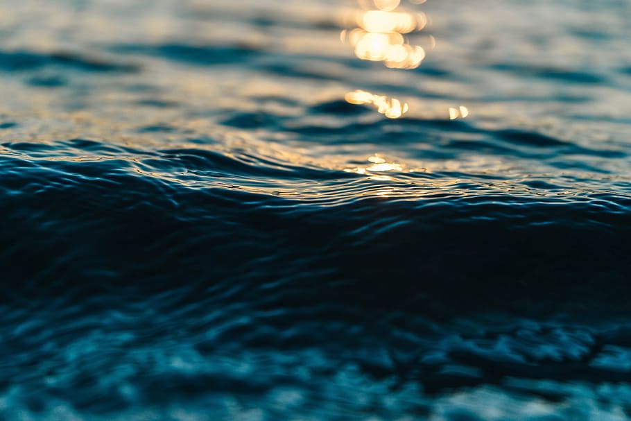 closeup, body, water, body of water, waves, ripples, reflection, swim, blue, sun