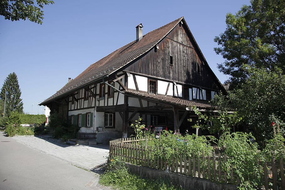 Fachwerkhaus, Farmhouse, Farm, agriculture, building, old, barn, scheuer, summer day, idyll