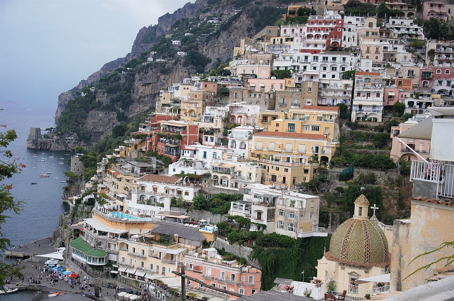 positano, italy, sea, tourism, mediterranean, vista, building exterior, architecture, built structure, city