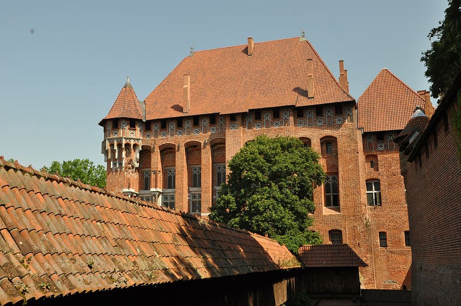 Malbork, castillo, castillo de los caballeros teutónicos, arquitectura, Polonia, estructura construida, exterior del edificio, edificio, techo, cielo